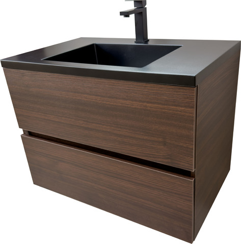 Дървесен шкаф за баня черен мат мивка Torino 80 Venge Black